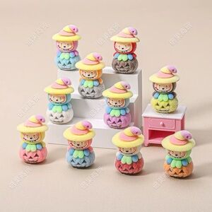 10 PCs Labubu in Pumpkin Costume with Hat-Colorful Wizard Figurine Set for Kids